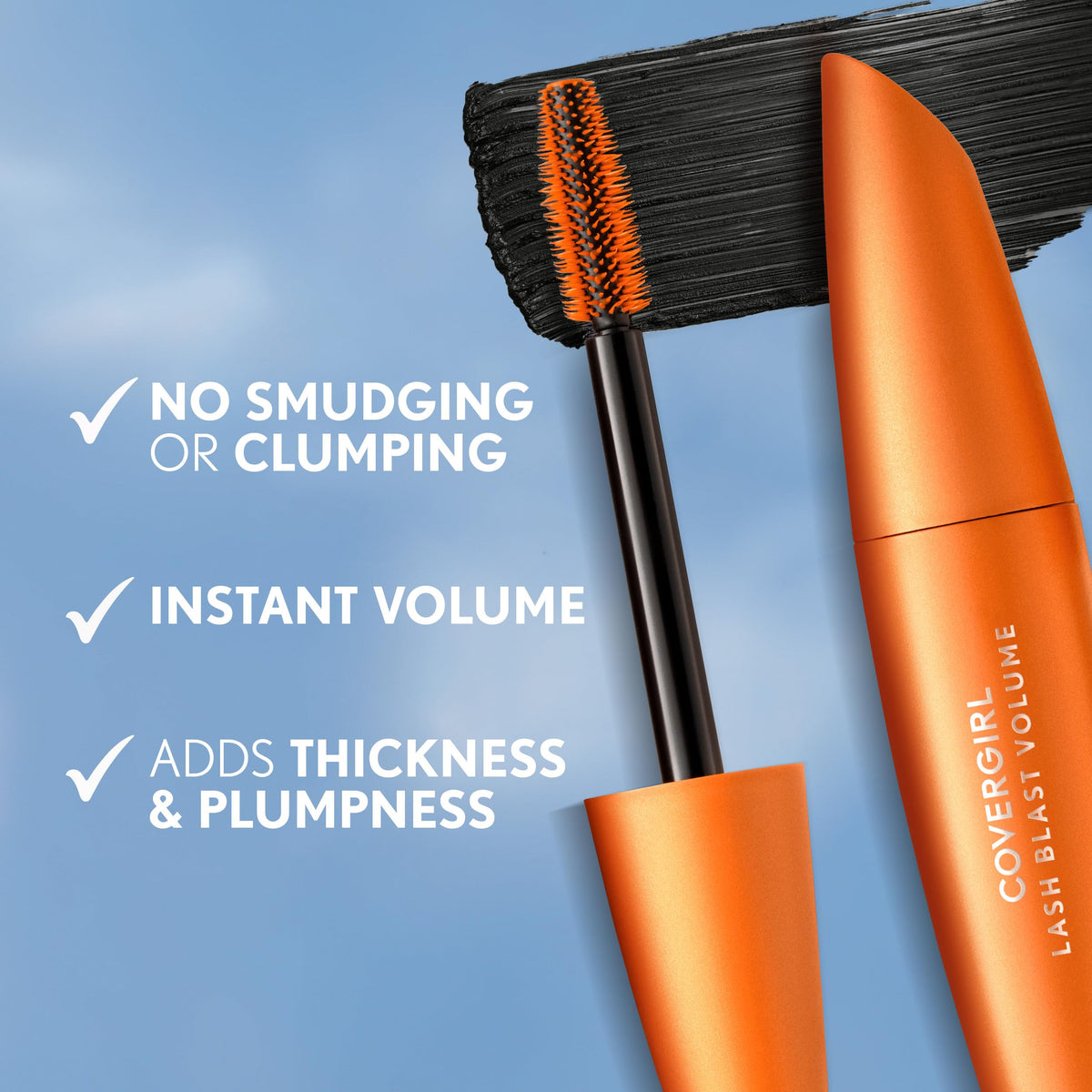 COVERGIRL tube label detail highlighting waterproof and cruelty-free claims