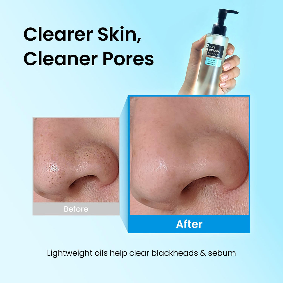 coxir emulsified milky rinse demonstrating easy removal and hydrated skin after cleansing