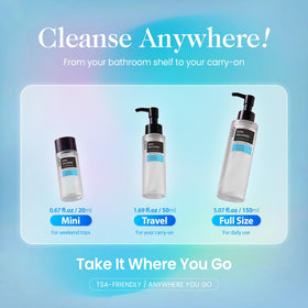 coxir flatlay with complementary skincare items illustrating double-cleanse routine benefits