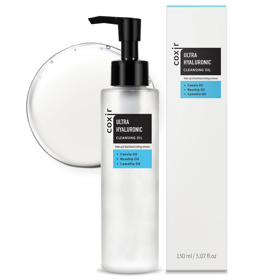 coxir front packaging showing cleanser benefits and sleek bottle, promotes confident purchase