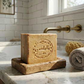 cozy soap next to ruler showing 7 oz size and travel-friendly solid soap convenience
