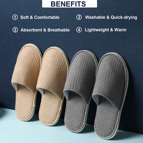 COZYAREA slippers in a hotel room to enhance guest comfort benefit