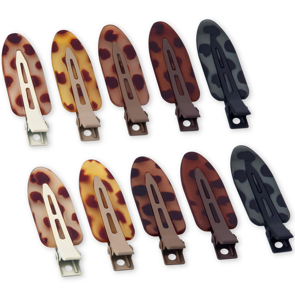 Cptots front view of 10-piece tortoiseshell clip pack showing variety and durability