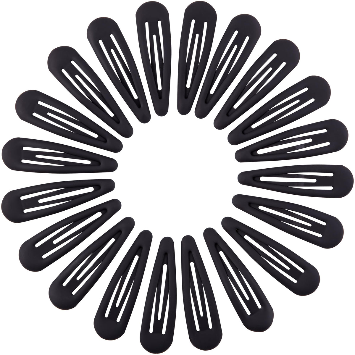 Cptots front packaging view showing 20 matte black snap clips and practical value