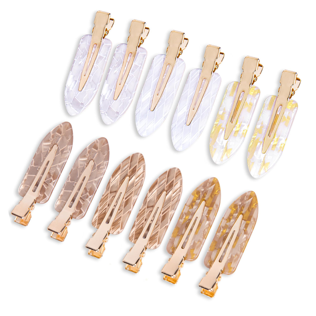 Cptots front packaging showing 12 white gold creaseless clips, organized and travel-ready