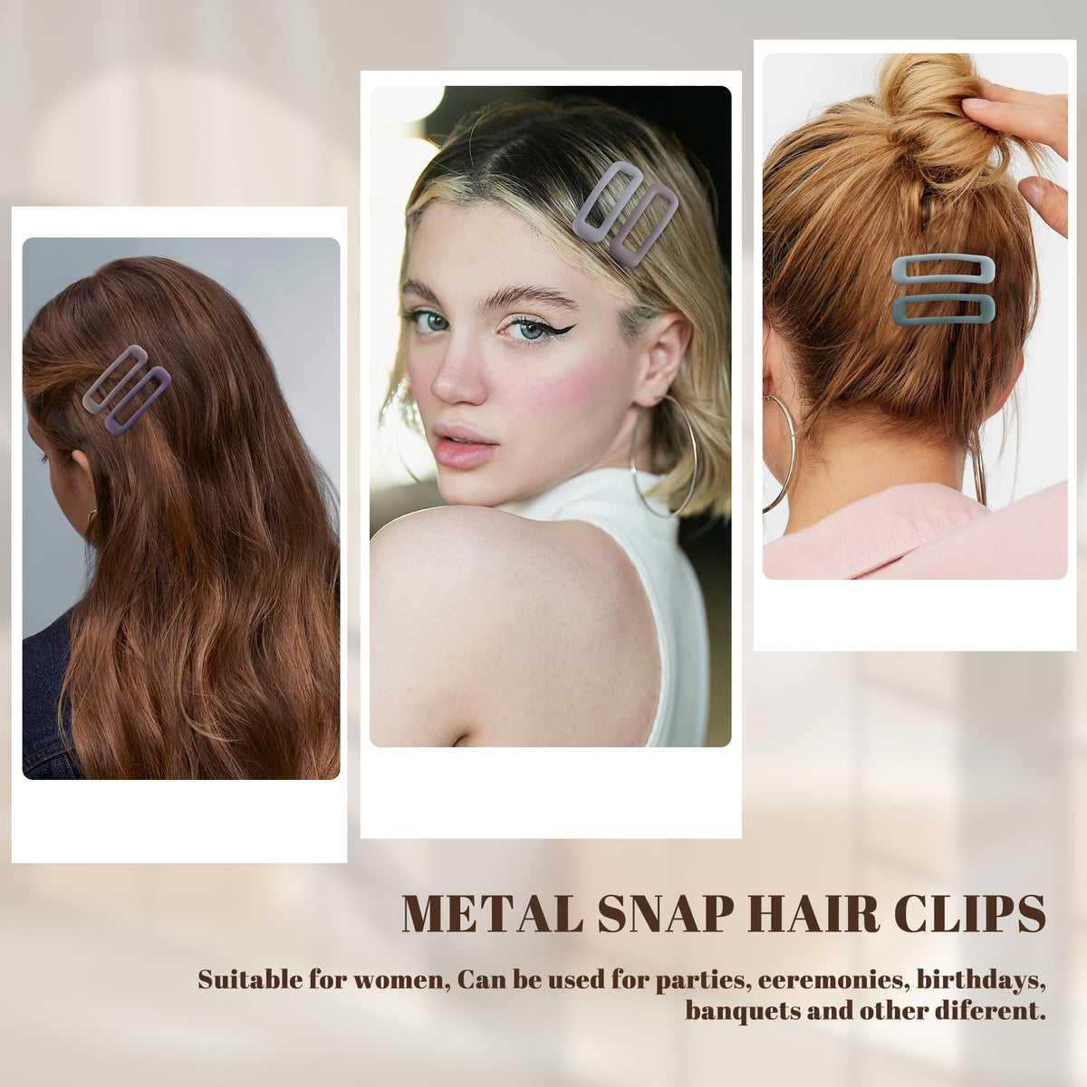 Cptots lifestyle shot of woman wearing clips adding polished day-to-night look