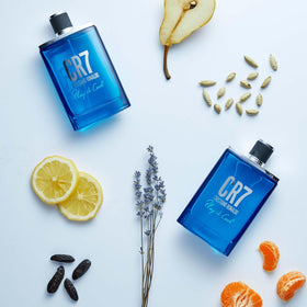 CRISTIANO RONALDO CR7 Play It Cool blue glass close-up, conveys cool aquatic freshness