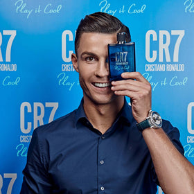 CRISTIANO RONALDO CR7 Play It Cool bottle at an angle highlighting sleek sporty design