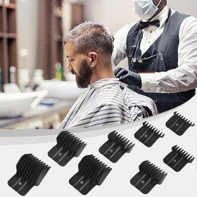 CR8GR8 kit contents arranged to show all eight guards and compatible trimmer types for easy identification