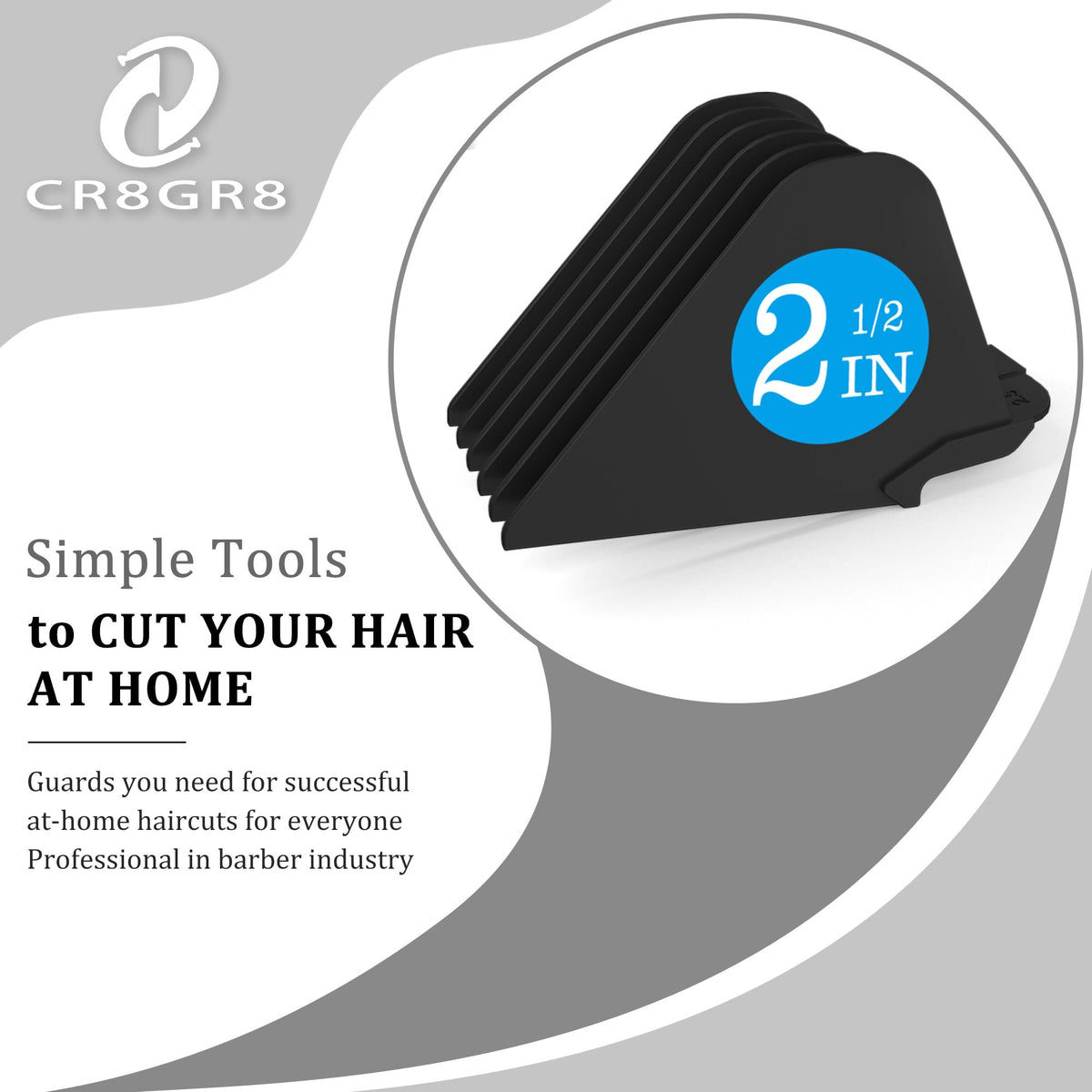 CR8GR8 guards laid flat with length measurements for clear size choice