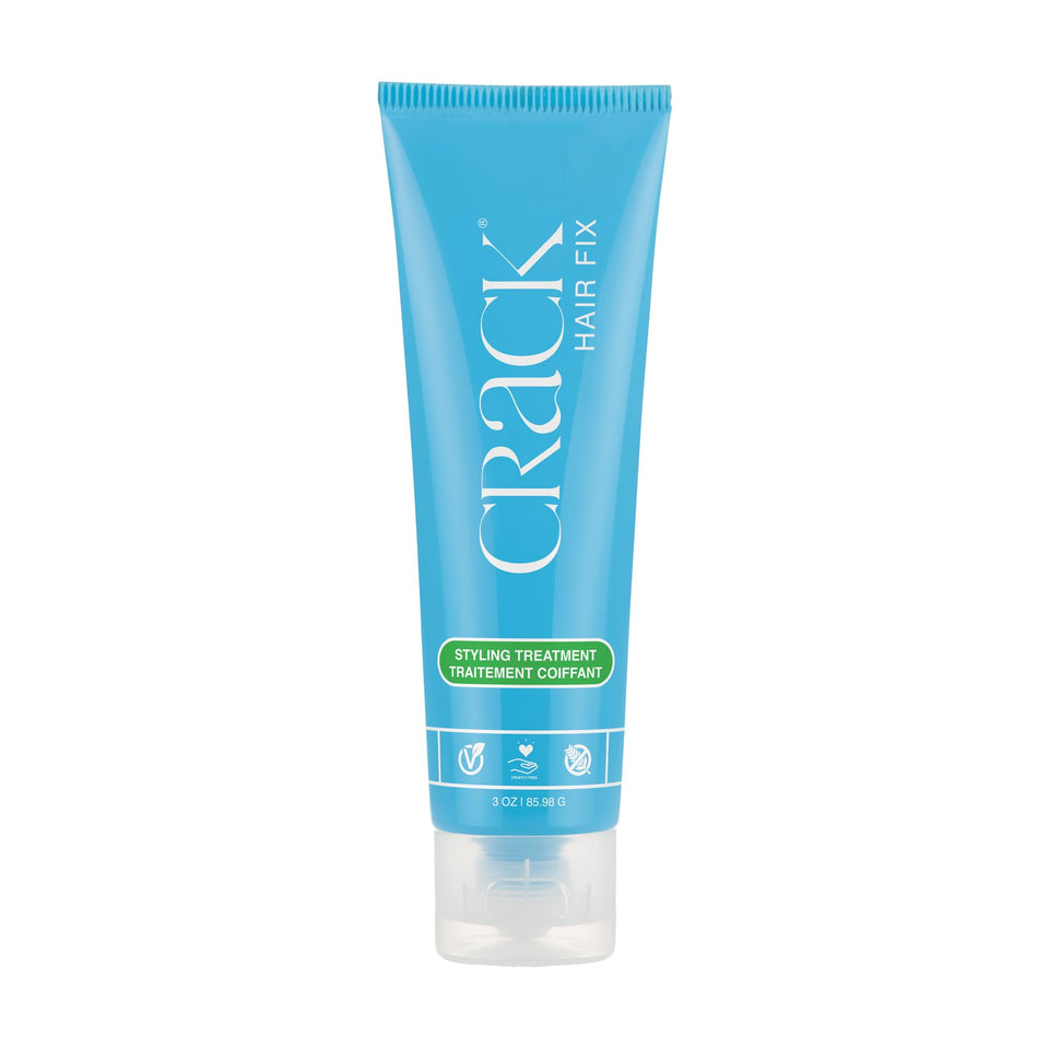 Crack Hair Fix front packaging showing product and benefit of anti-frizz control