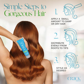 Crack Hair Fix on bathroom shelf in lifestyle setting showing everyday styling benefit