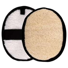 CraftsOfEgypt SERRENTO loofah in bathroom setting with soap benefit: integrates with daily routine