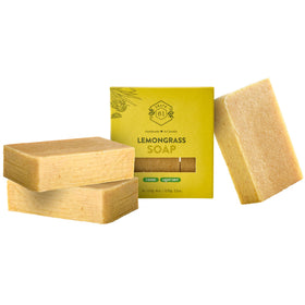 Crate 61 Organics front packaging showing lemongrass soap and eco wrap benefit
