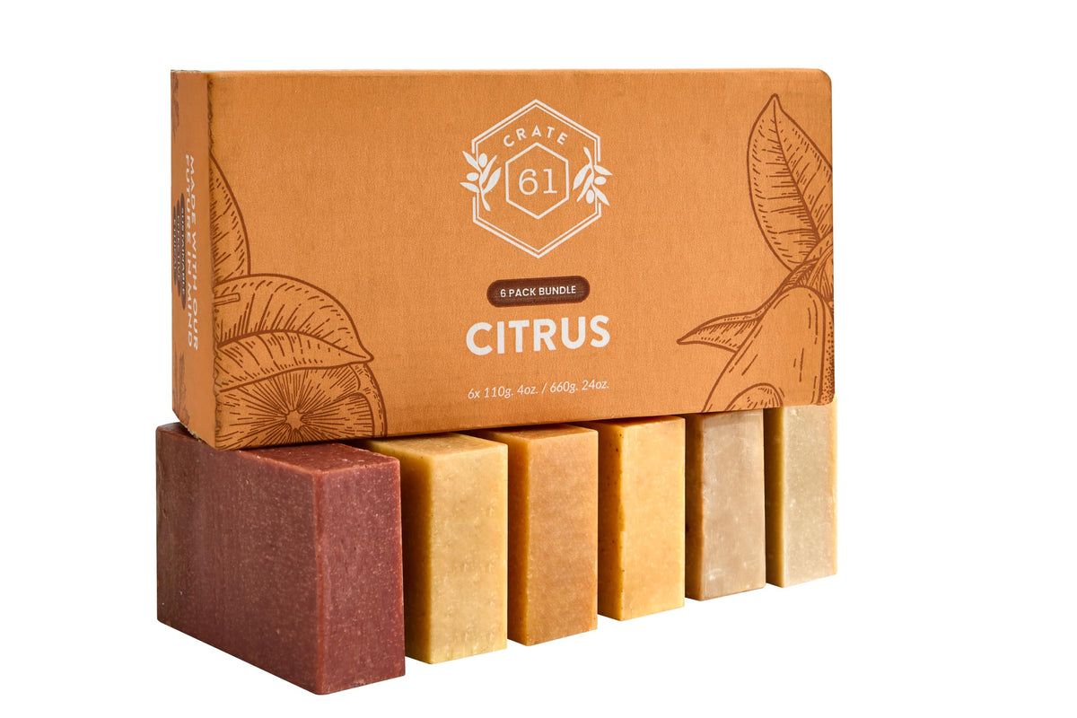 Crate 61 Organics close-up soap texture highlighting natural oils and creamy lather benefit