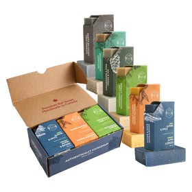Crate 61 Organics front packaging showing six bars and sustainable box benefit: eco-friendly gift