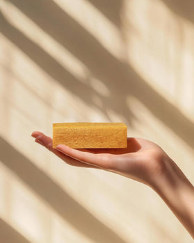 Crate 61 Organics soap on bathroom shelf lifestyle shot suggesting everyday use