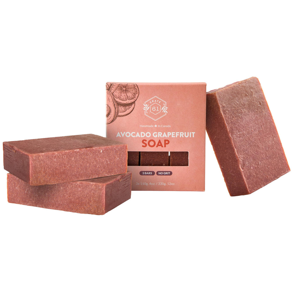 Crate 61 Organics front packaging showing avocado grapefruit scent and eco benefits