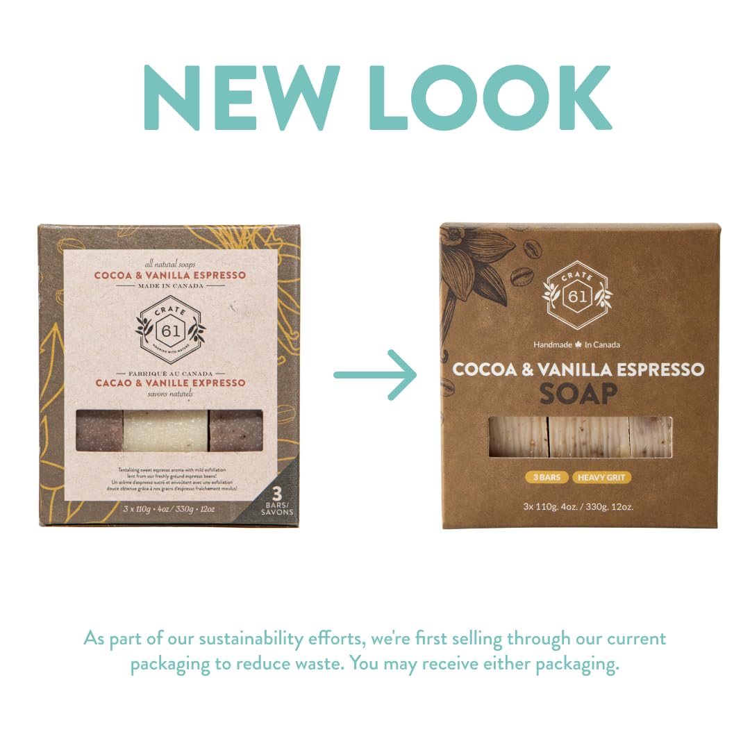 Crate 61 Organics cocoa vanilla espresso scent elements arranged to show warm aroma benefit