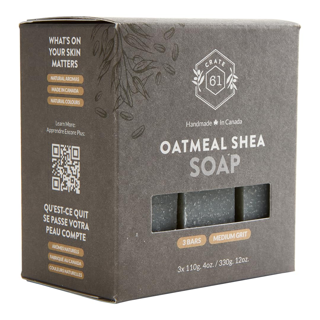 Crate 61 Organics close-up of soap texture with visible oatmeal and kaolin clay for gentle exfoliation