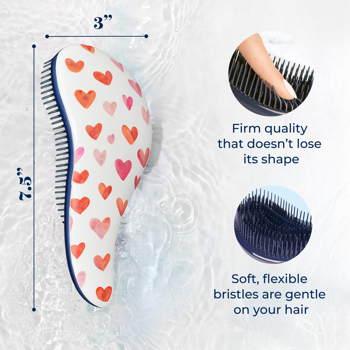 Crave Naturals brush held in hand to show compact size and ergonomic grip