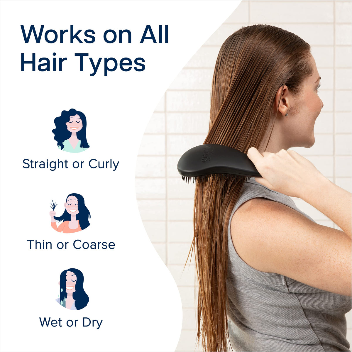 Crave Naturals detangler used on wet hair showing gentle knot removal benefit