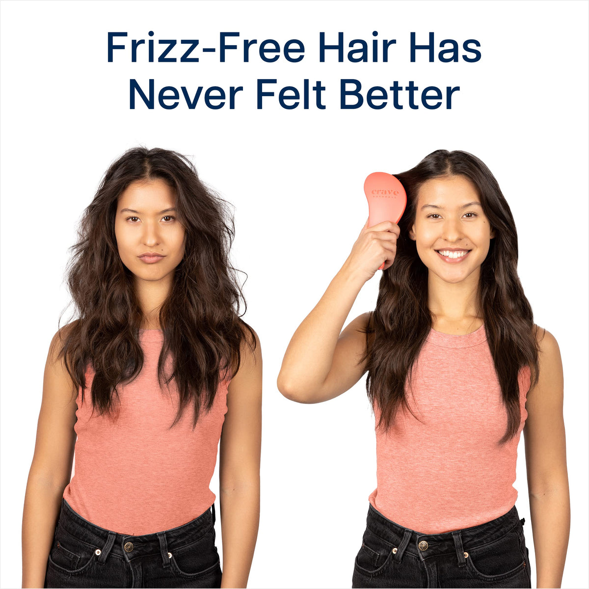 Crave Naturals demo on curly hair showing curl definition and reduced frizz
