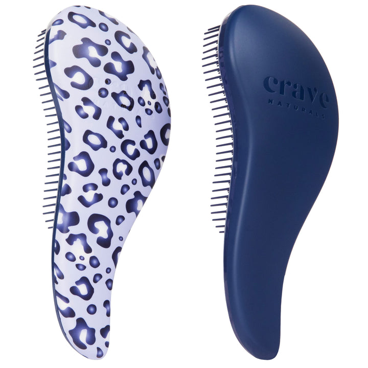 Crave Naturals navy brush front view, easy-grip design for gentle detangling