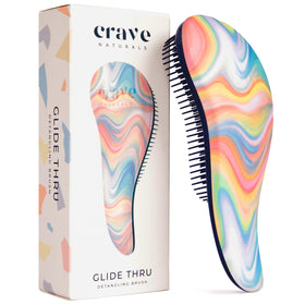 Crave Naturals front view of Glide Thru brush showing compact design and easy grip