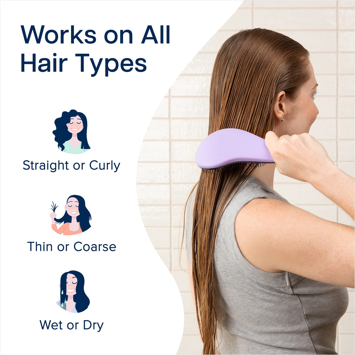Crave Naturals brush detangling curly hair smoothly for reduced breakage and frizz