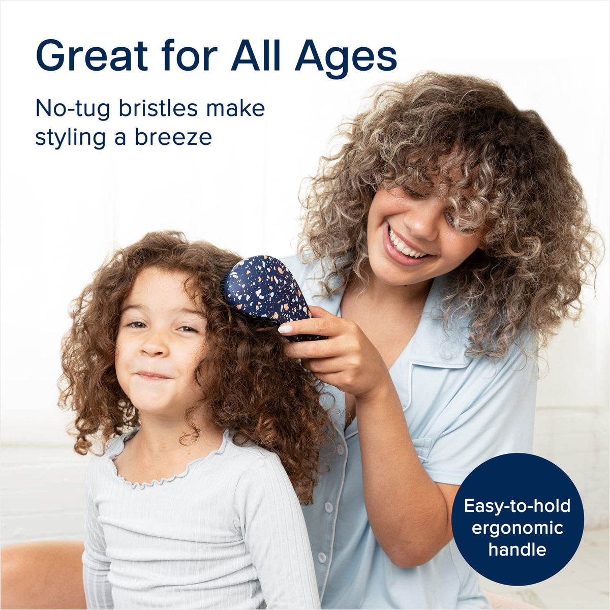 Crave Naturals brush detangling curly hair smoothly without creating frizz