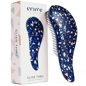 Crave Naturals front view terrazzo brush showing compact, stylish design and easy grip