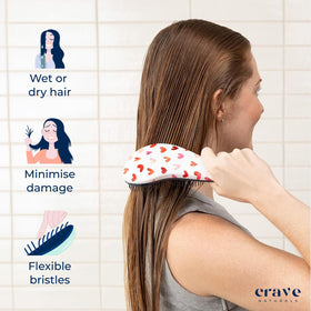 Crave Naturals detangling a child's hair showing gentle performance for kids and toddlers