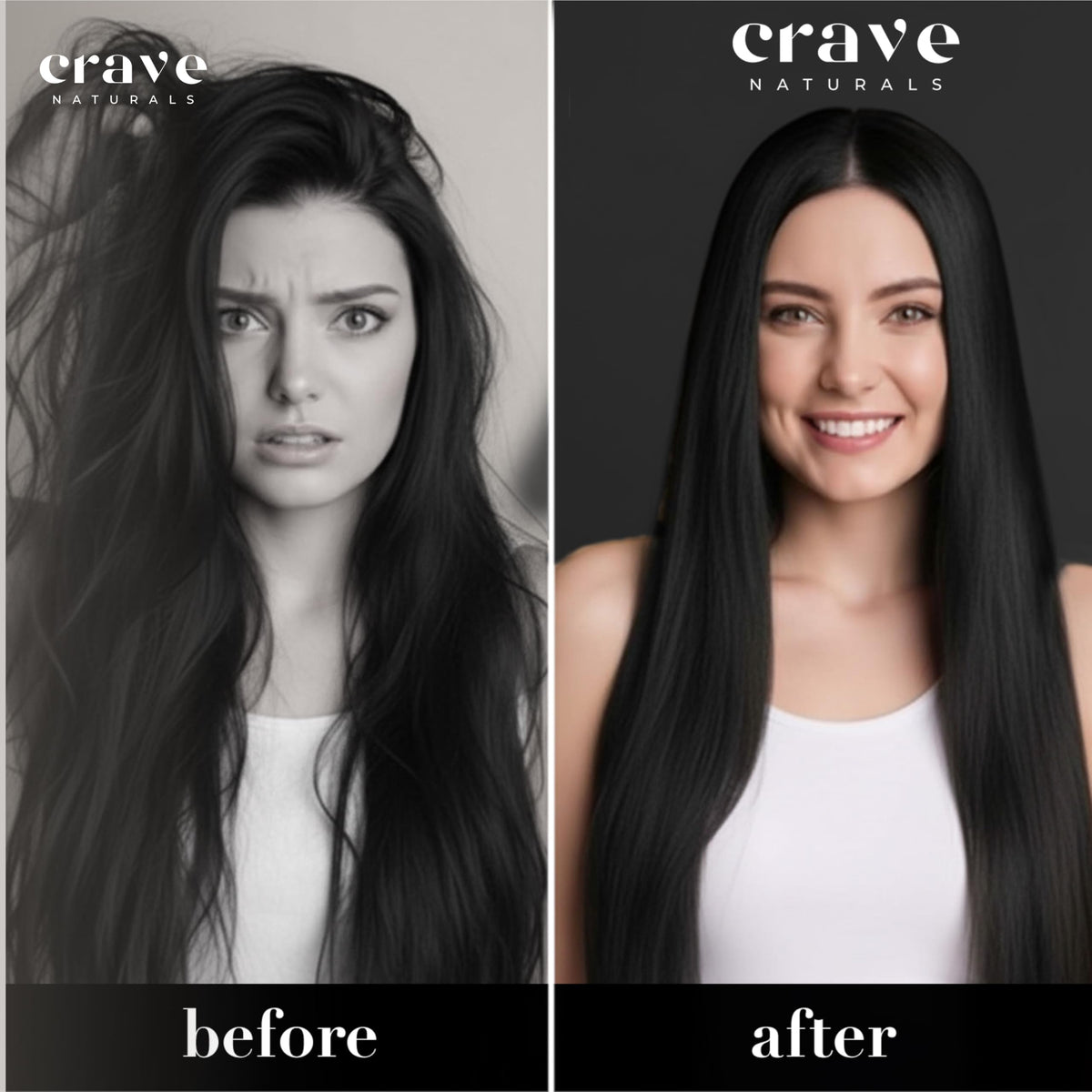 Crave Naturals detangler used on a child showing tear-free brushing comfort