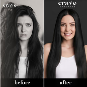 Crave Naturals detangler used on a child showing tear-free brushing comfort