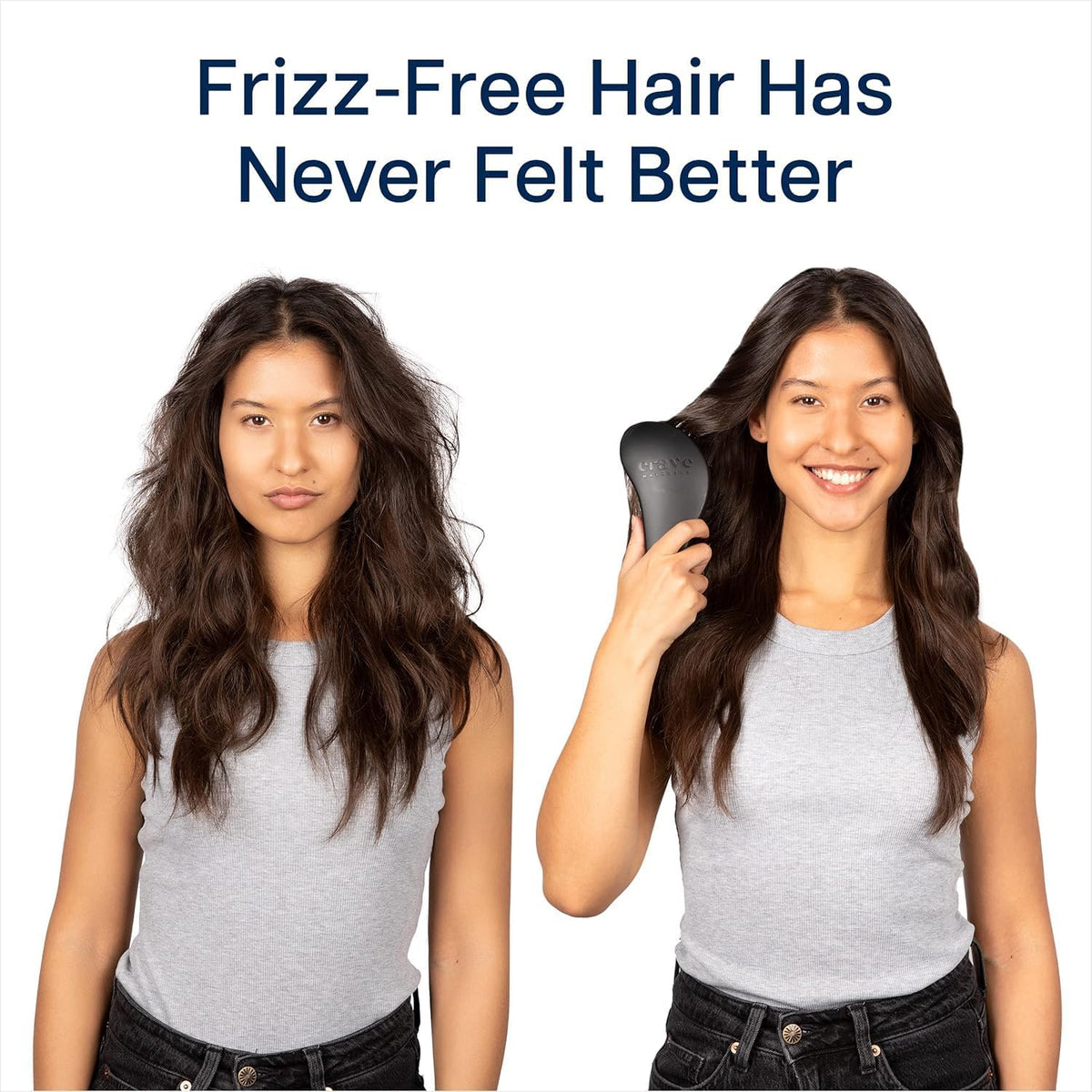 Crave Naturals smoothing curly hair to reduce frizz and define curls