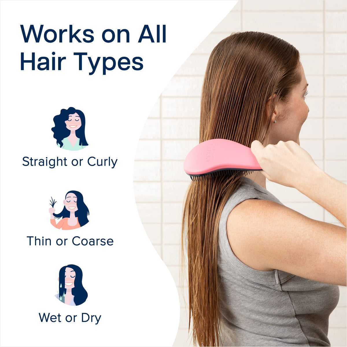 Crave Naturals detangler used on wet hair reducing knots without pulling
