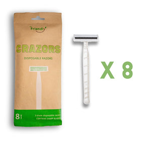 Crazors travel-size razor held in hand indicating pocketable convenience