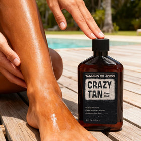 Crazytan Made in USA label on packaging emphasizing domestic manufacture