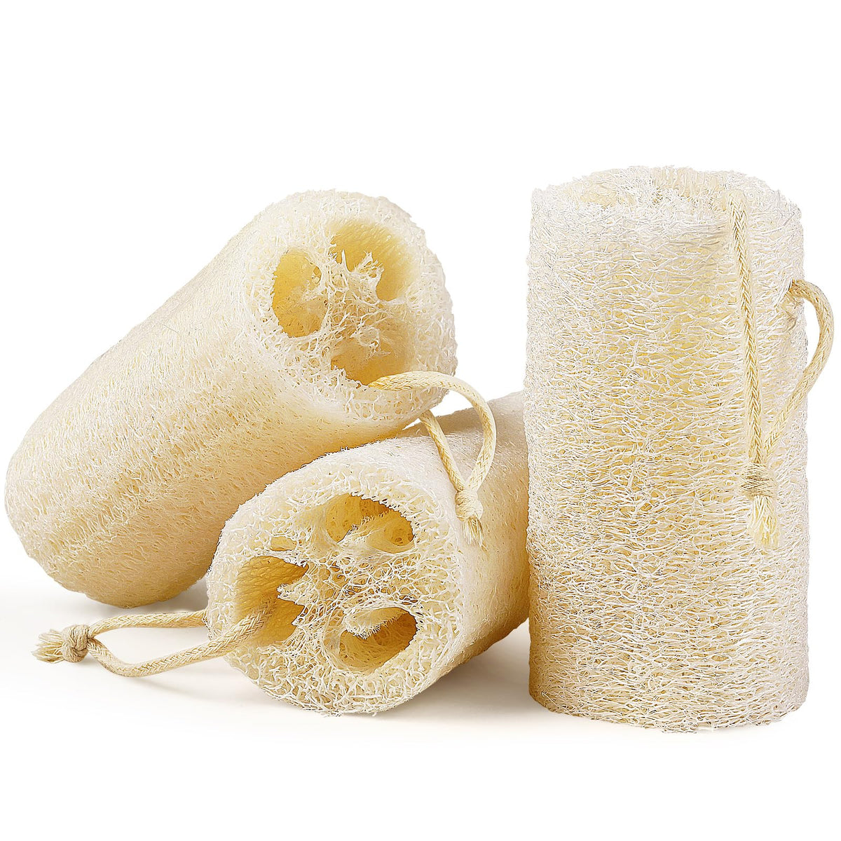 Createjoya loofah front packaging showing three compressed sponges and brand for eco-friendly value