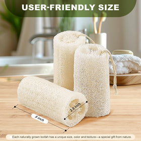 Createjoya loofah handheld size scale demonstrating 5-inch dimension for comfortable grip