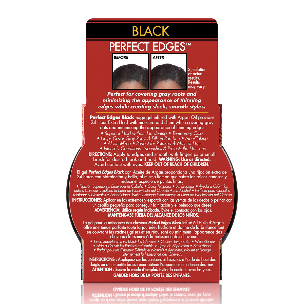 Creme of Nature before and after hairline showing tint fills and fuller look benefit