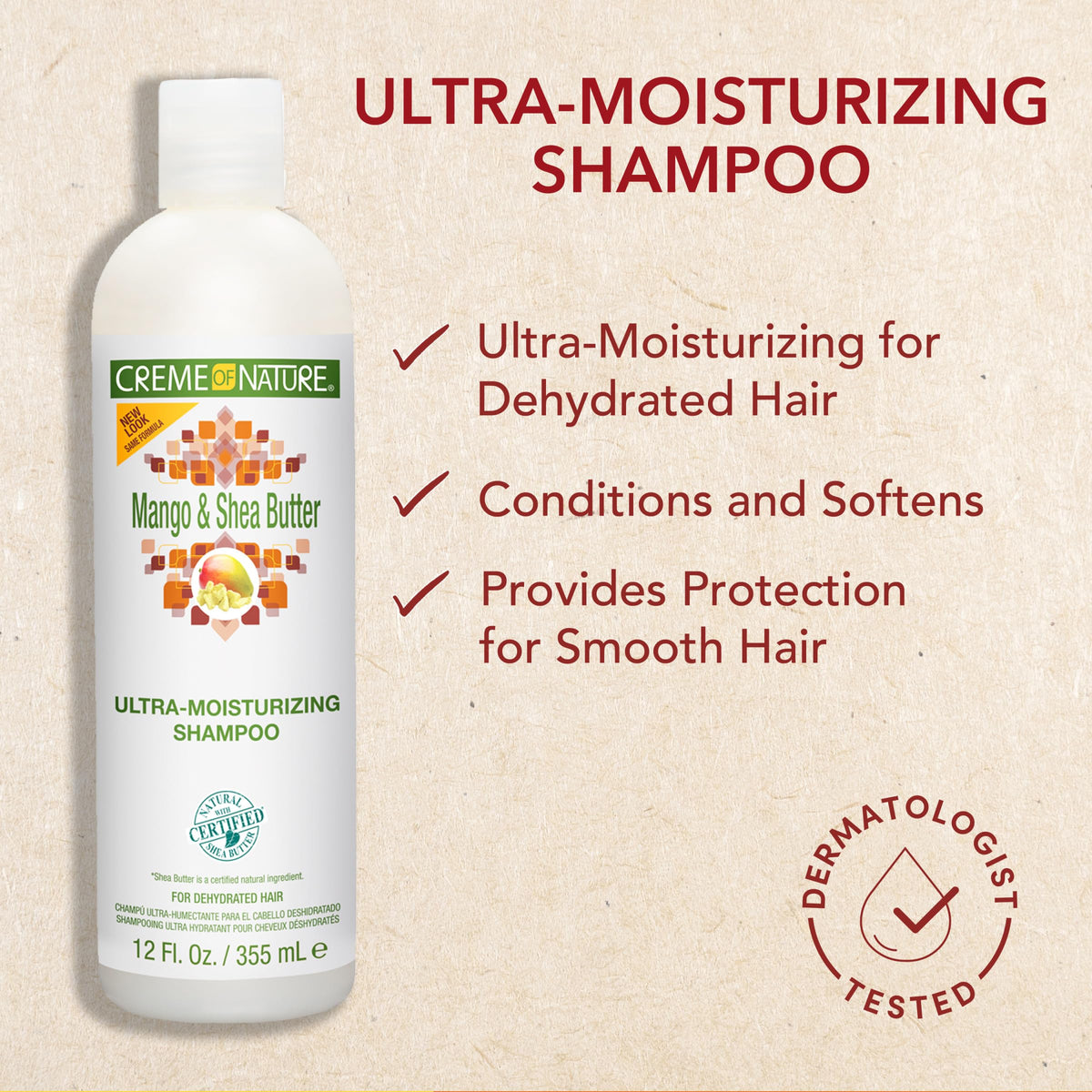 Creme of Nature bottle on bathroom shelf conveying daily routine benefit