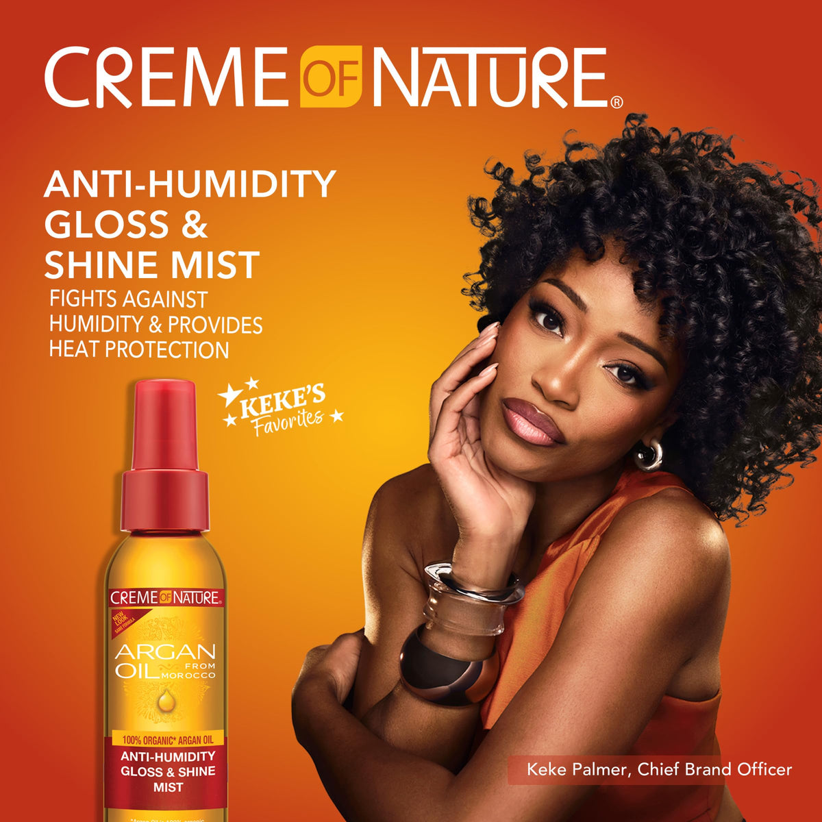 Creme of Nature spray nozzle close-up demonstrating even misting benefit