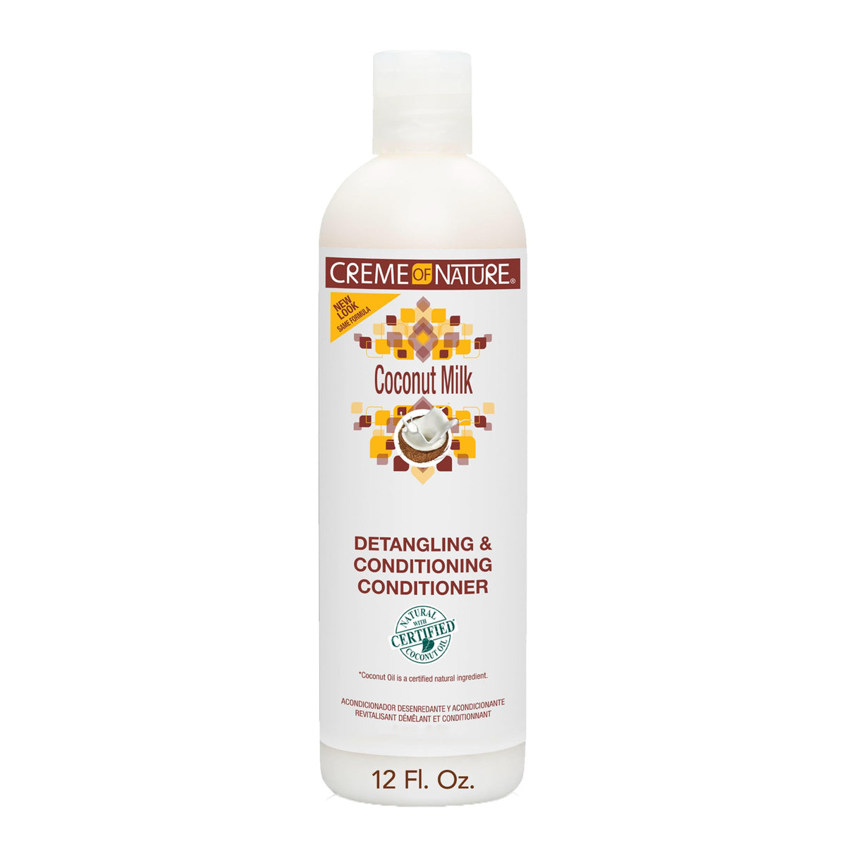 Creme of Nature front packaging showing 12 oz bottle and benefits