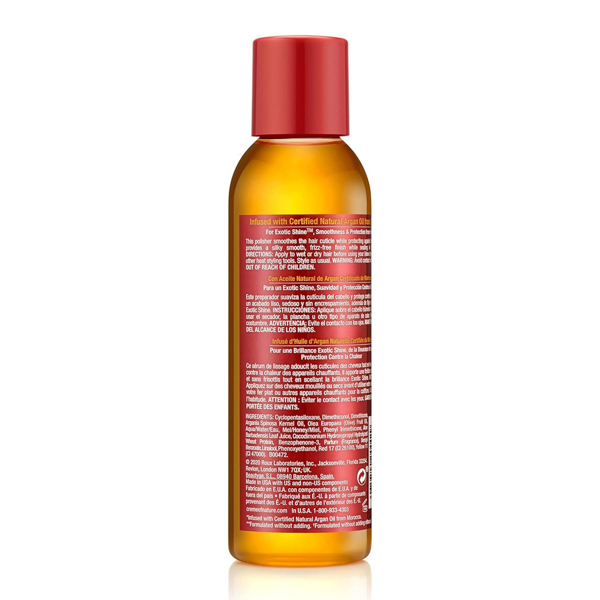 Creme of Nature serum being dispensed to protect hair from heat styling