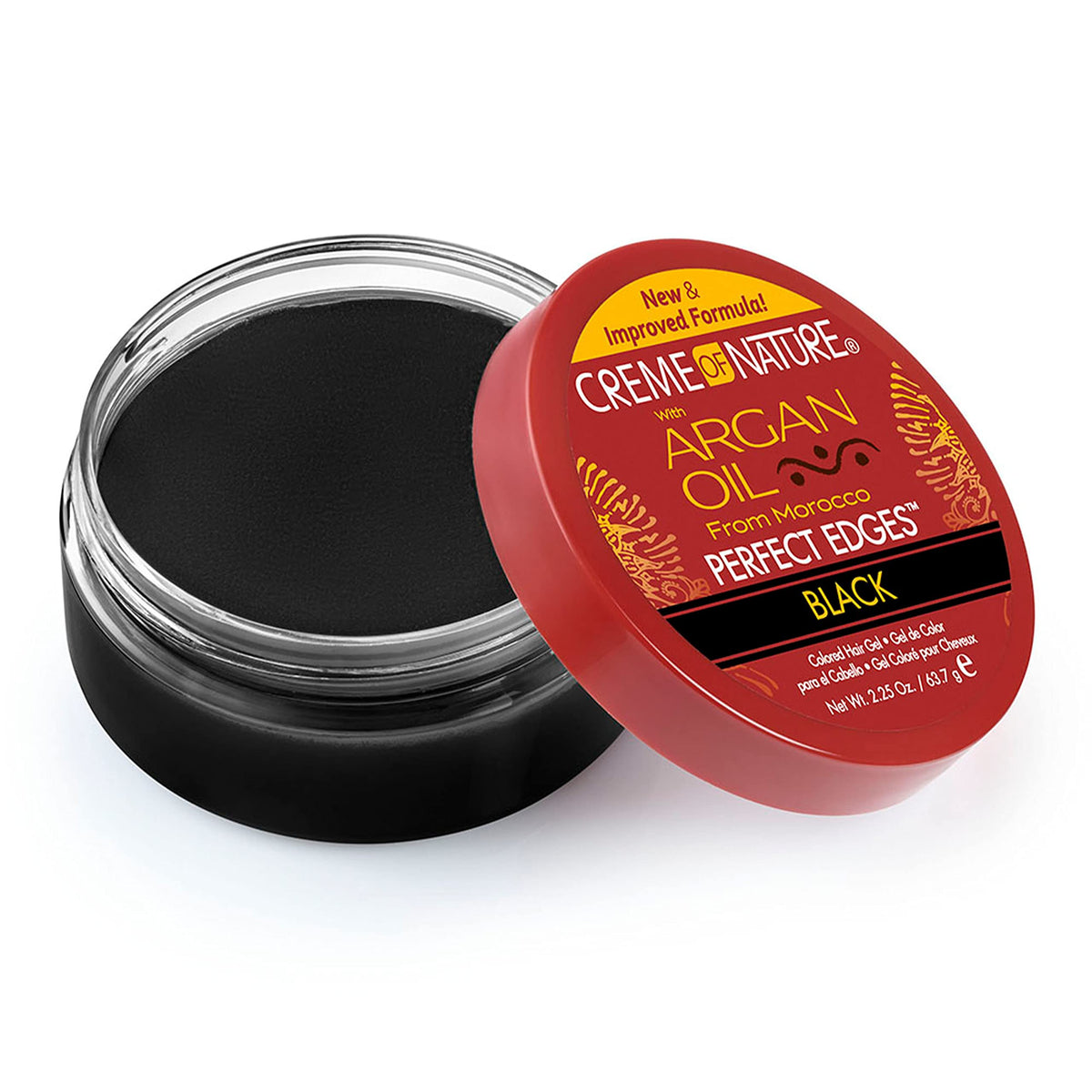 Creme of Nature open jar showcasing gel texture and smooth application benefit