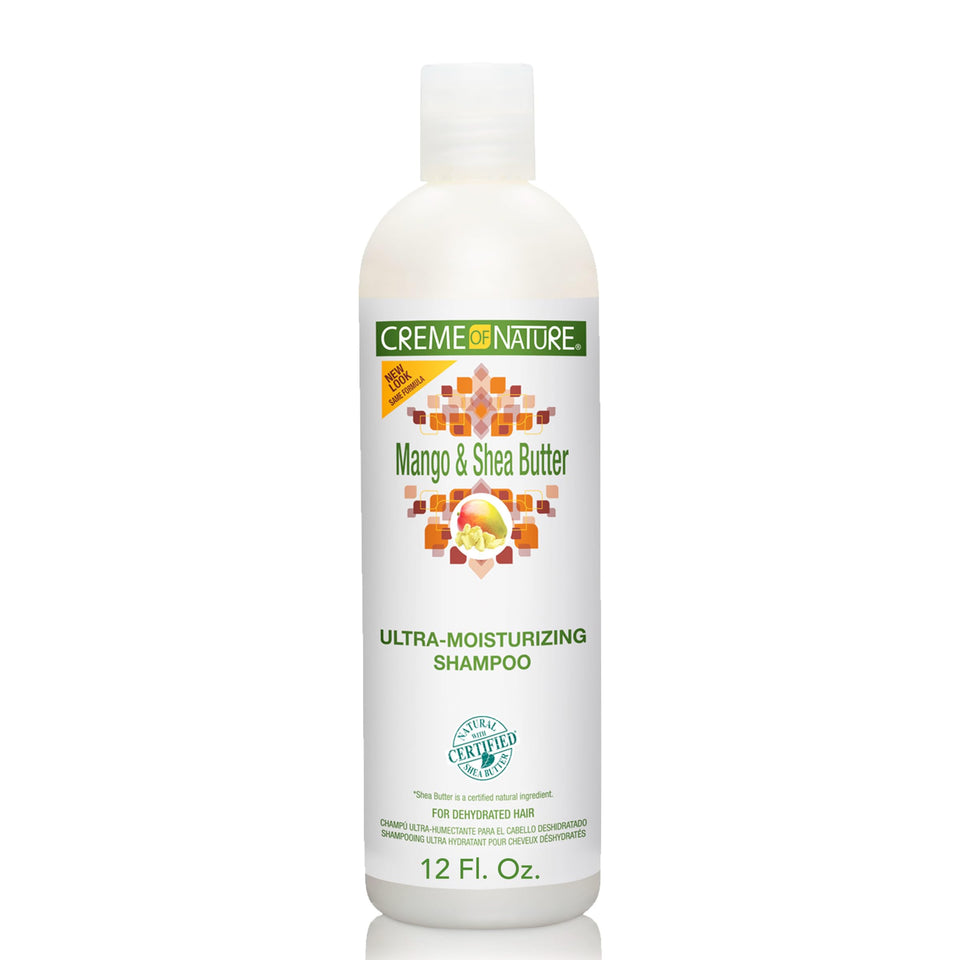 Creme of Nature front packaging showing mango and shea benefits