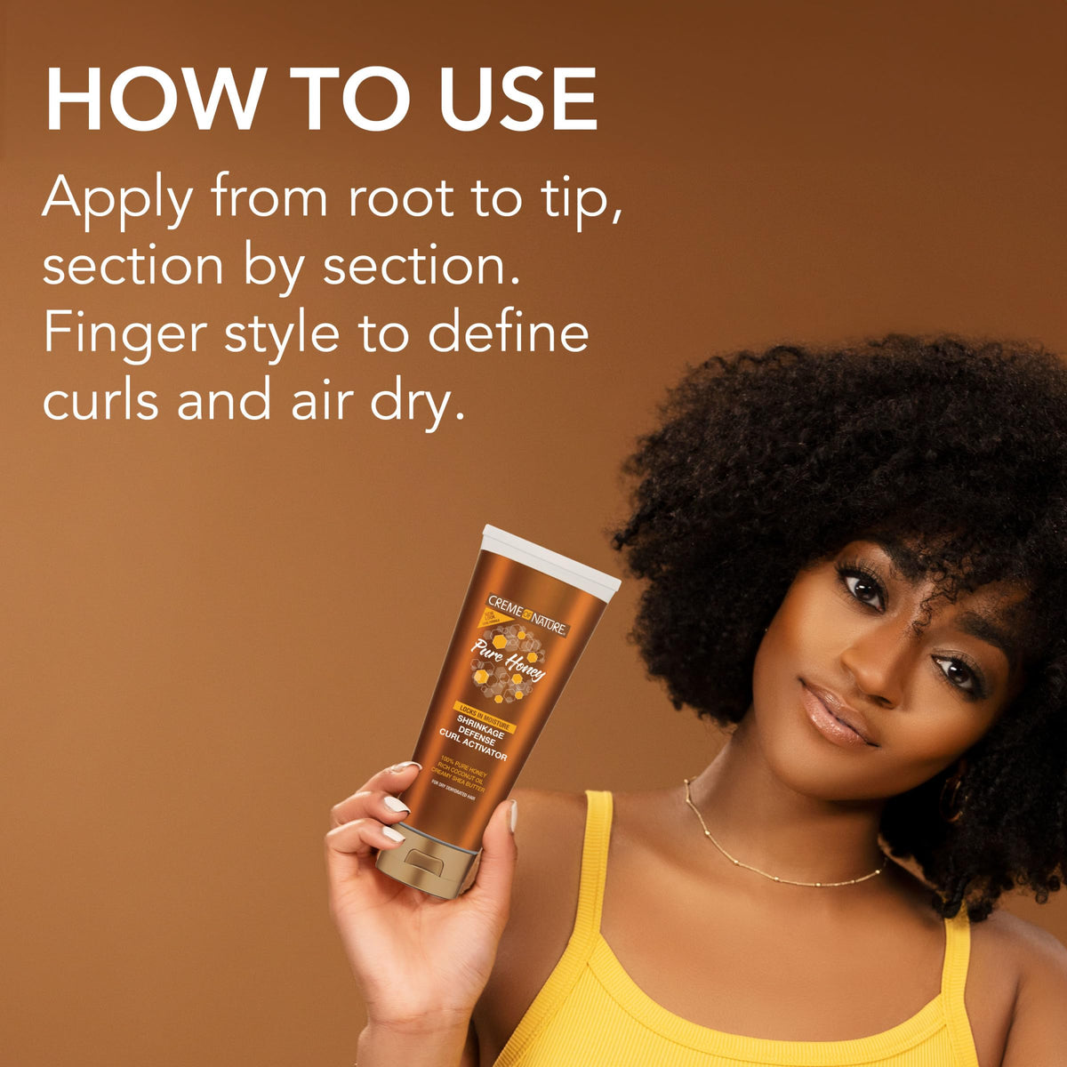 Creme of Nature ingredient label highlighting honey and shea benefits