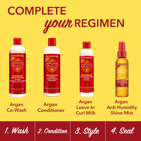 Creme of Nature on a bathroom shelf styled to convey everyday routine convenience